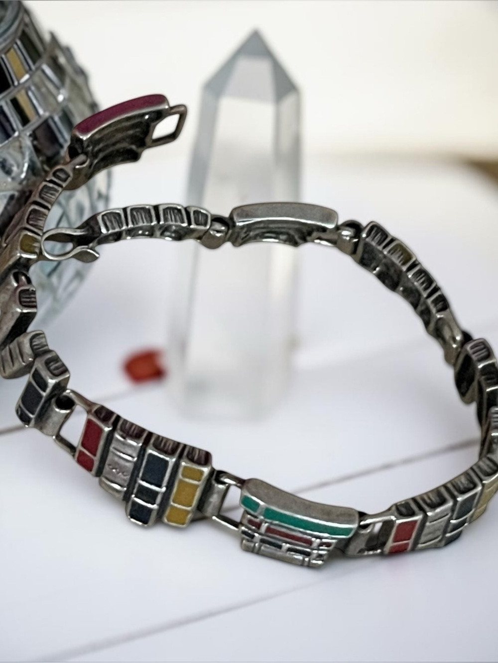 Vintage Sterling Silver Enamel Bracelet
